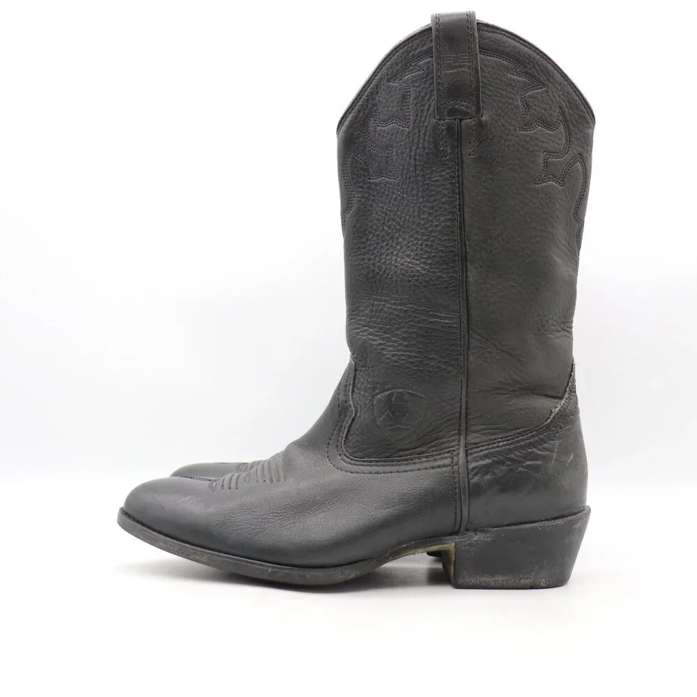 Ariat Stampede A-2 Men's Size 10 Black Leather Cowboy Wester Pull On Boots - Picture 4 of 10